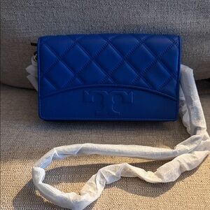 Blue Quilted Crossbody Bag
